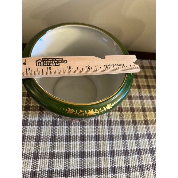 French Style Decor Andrea by Sadek Green Porcelain Planter w/ Gold Floral Trim - Picture 10 of 11